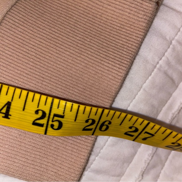 Hand Stitched by Halee Ann Tan Sweatpant Joggers Orange Embroidered Side Detail - Picture 7 of 8